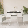Gartentisch mit Glasplatte Weiß 80x80x75 cm Poly Rattan