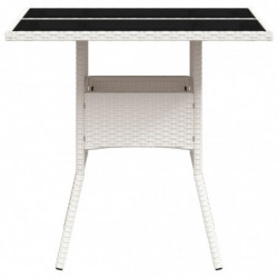Gartentisch mit Glasplatte Weiß 80x80x75 cm Poly Rattan