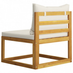 4-tlg. Garten-Lounge-Set Geoffrey mit Auflagen Creme Massivholz Akazie