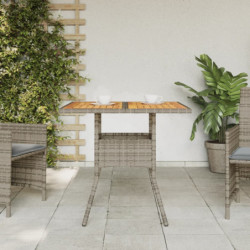 Gartentisch mit Akazienholz-Platte Grau 80x80x75 cm Poly Rattan