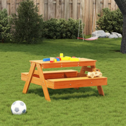 Picknicktisch für Kinder Wachsbraun 88x97x52 cm Massivholz