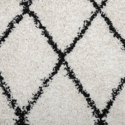 Teppich Shaggy Hochflor Modern Creme und Schwarz Ø 280 cm