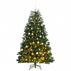 Künstlicher Weihnachtsbaum Klappbar 300 LEDs & Kugeln 210 cm