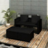 3-tlg. Garten-Lounge-Set Bravissima mit Auflagen Poly Rattan Schwarz