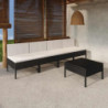 5-tlg. Garten-Lounge-Set Heike mit Auflagen Poly Rattan Schwarz