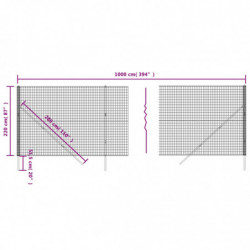 Maschendrahtzaun Anthrazit 2,2x10 m Verzinkter Stahl