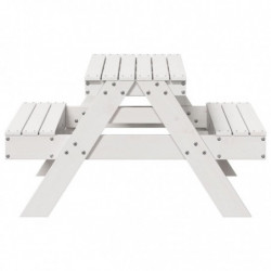 Picknicktisch für Kinder Weiß 88x97x52 cm Massivholz Kiefer