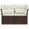 Gartensofa mit Kissen 2-Sitzer Braun Poly Rattan