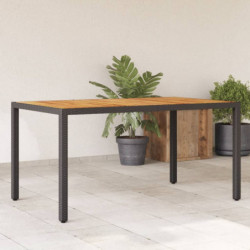 Gartentisch mit Akazienholz-Platte Schwarz Poly Rattan