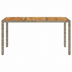 Gartentisch mit Akazienholz-Platte Grau 150x90x75cm Poly Rattan
