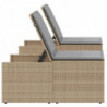 Sonnenliegen 2 Stk. mit Tisch Beige Poly Rattan