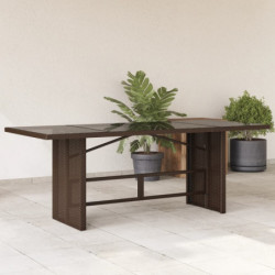 Gartentisch mit Glasplatte Braun 190x80x74 cm Poly Rattan