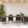 Gartentisch mit Akazienholz-Platte Schwarz Poly Rattan