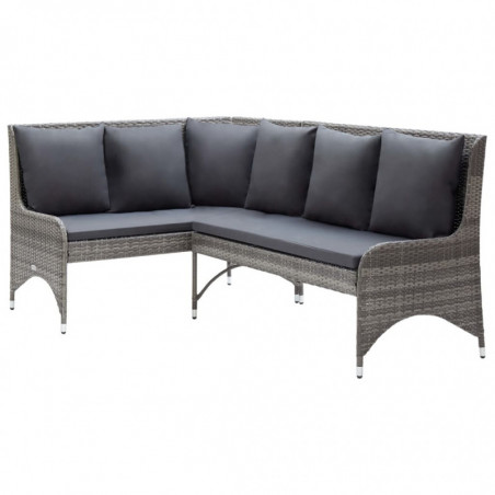 Garten-Ecksofa Smeralda 2-tlg. Poly Rattan Grau