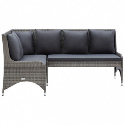 Garten-Ecksofa Smeralda 2-tlg. Poly Rattan Grau