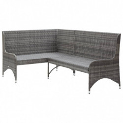 Garten-Ecksofa Smeralda 2-tlg. Poly Rattan Grau