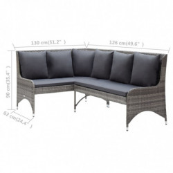 Garten-Ecksofa Smeralda 2-tlg. Poly Rattan Grau