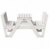 Picknicktisch für Kinder Weiß 88x122x58 cm Massivholz Kiefer