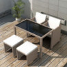 5-tlg. Garten-Essgruppe Jamell mit Auflagen Poly Rattan Beige