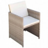 5-tlg. Garten-Essgruppe Jamell mit Auflagen Poly Rattan Beige