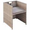 5-tlg. Garten-Essgruppe Jamell mit Auflagen Poly Rattan Beige