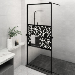 Duschwand mit Ablage für Walk-In-Dusche Schwarz 100x195 cm ESG