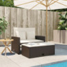 Gartensofa mit Kissen 2-Sitzer Braun Poly Rattan