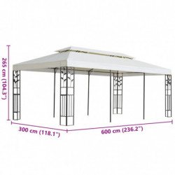Pavillon mit Doppeldach Weiß 6x3 m Stahl