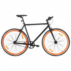 Fahrrad mit Festem Gang Schwarz und Orange 700c 51 cm