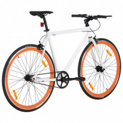 Fahrrad mit Festem Gang Weiß und Orange 700c 55 cm