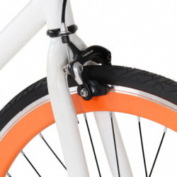 Fahrrad mit Festem Gang Weiß und Orange 700c 55 cm