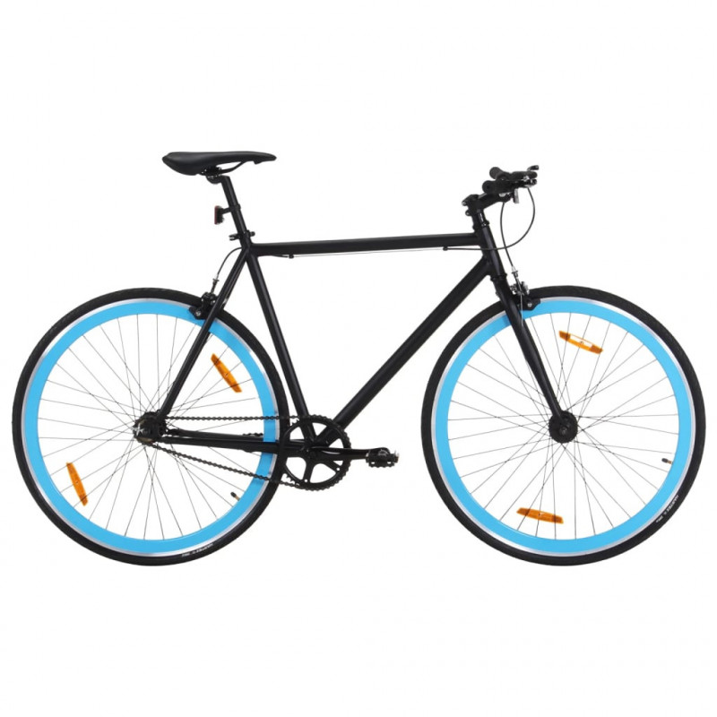 Fahrrad mit Festem Gang Schwarz und Blau 700c 55 cm
