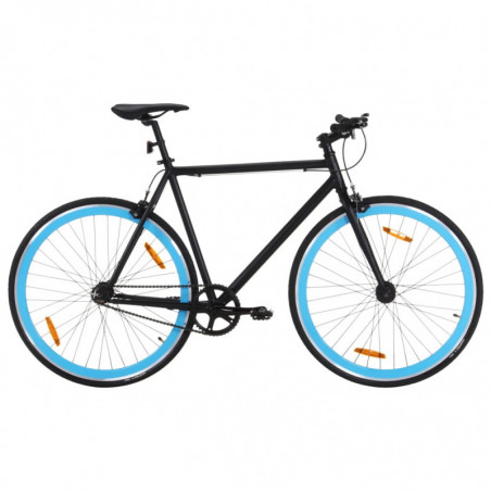 Fahrrad mit Festem Gang Schwarz und Blau 700c 55 cm