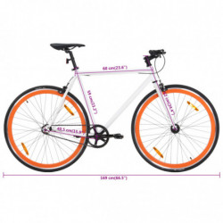 Fahrrad mit Festem Gang Weiß und Orange 700c 59 cm