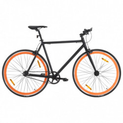 Fahrrad mit Festem Gang Schwarz und Orange 700c 55 cm