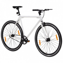 Fahrrad mit Festem Gang Weiß und Schwarz 700c 59 cm