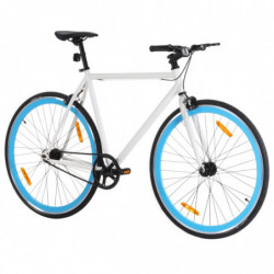 Fahrrad mit Festem Gang Weiß und Blau 700c 55 cm