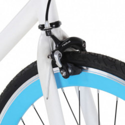 Fahrrad mit Festem Gang Weiß und Blau 700c 59 cm