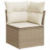 5-tlg. Garten-Sofagarnitur mit Kissen Beige Poly Rattan