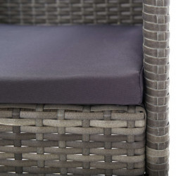 5-tlg. Garten-Essgruppe mit Kissen Anthrazit Poly Rattan