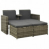 3-tlg. Garten-Lounge-Set Brooke mit Auflagen Poly Rattan Grau