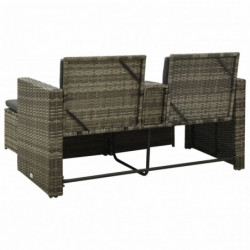 3-tlg. Garten-Lounge-Set Brooke mit Auflagen Poly Rattan Grau