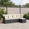 5-tlg. Garten-Sofagarnitur mit Kissen Schwarz Poly Rattan