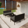 5-tlg. Garten-Lounge-Set Heilke mit Auflagen Poly Rattan Schwarz