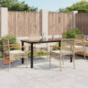 5-tlg. Garten-Essgruppe mit Kissen Beige Poly Rattan