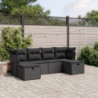 6-tlg. Garten-Sofagarnitur mit Kissen Schwarz Poly Rattan