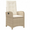 3-tlg. Garten-Essgruppe mit Kissen Beige Poly Rattan