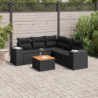 6-tlg. Garten-Sofagarnitur mit Kissen Schwarz Poly Rattan