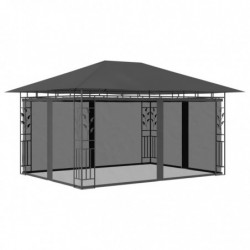 Pavillon Wilma mit Moskitonetz 4x3x2,73 m Anthrazit 180 g/m²