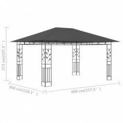 Pavillon Wilma mit Moskitonetz 4x3x2,73 m Anthrazit 180 g/m²